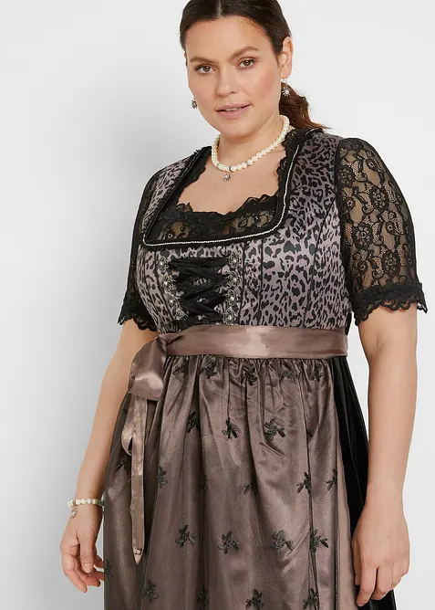 Dirndlspitzenbluse in schwarz von vorne (im Anschnitt) - bonprix