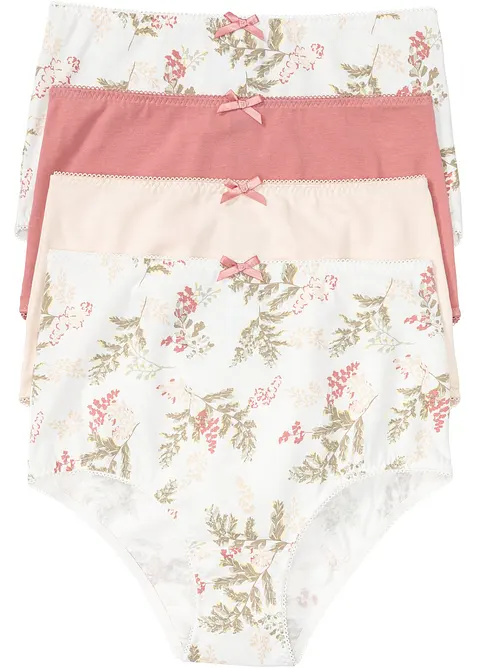 Highwaist Slip mit Bio-Baumwolle (4er Pack) in weiß von vorne - bonprix
