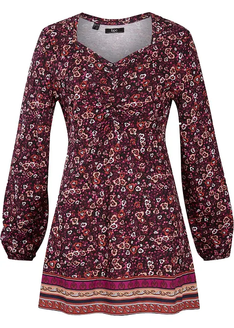 Shirt-Tunika aus Baumwoll-Viskose-Mix in schwarz von vorne - bonprix