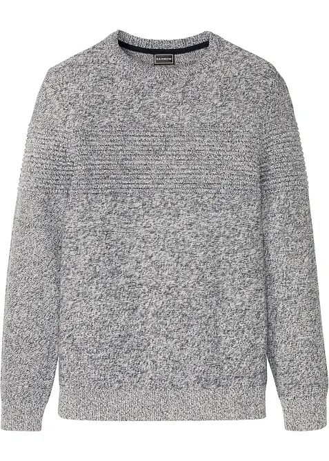 Pullover aus reiner Baumwolle in grau von vorne - bonprix