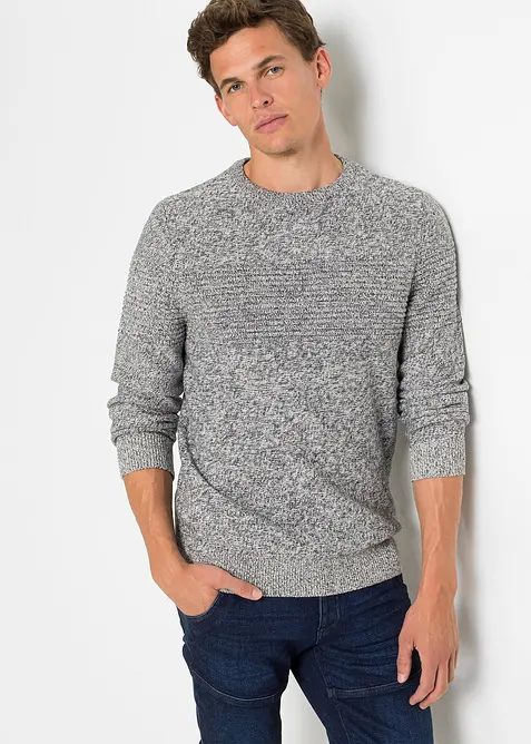 Pullover aus reiner Baumwolle in grau von vorne (im Anschnitt) - bonprix