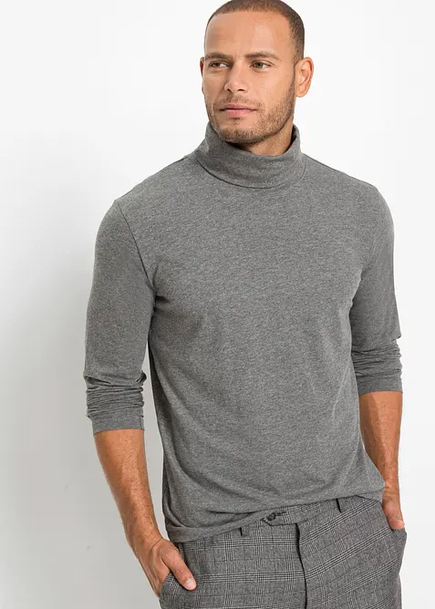 Langarmshirt mit Rollkragen (2er Pack) in blau von vorne (im Anschnitt) - bonprix