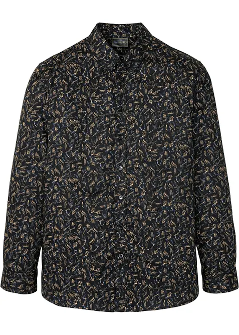 Langarmhemd aus Bio-Baumwoll-Popeline in Regular Fit in schwarz von vorne - bonprix