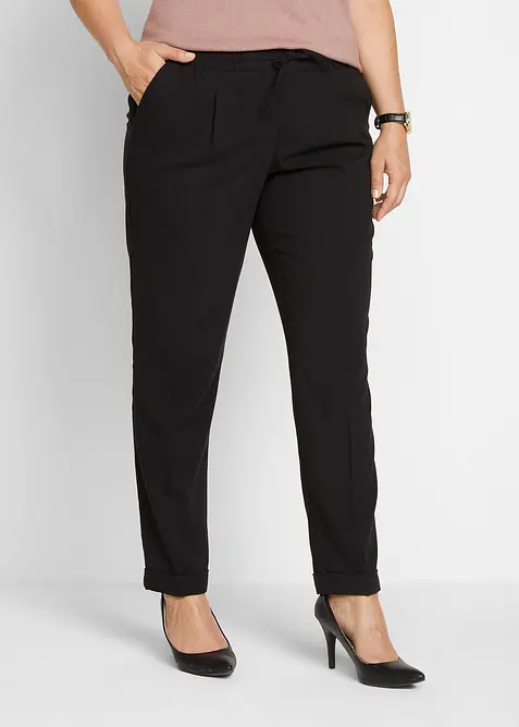 Bundfaltenhose in Schlupfform in schwarz von vorne - bonprix