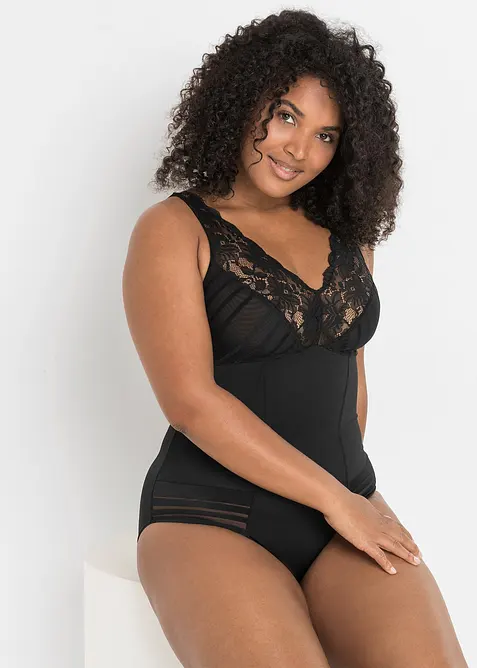 Medium Shape Body mit Spitze in schwarz von vorne (Totalaufnahme) - bonprix