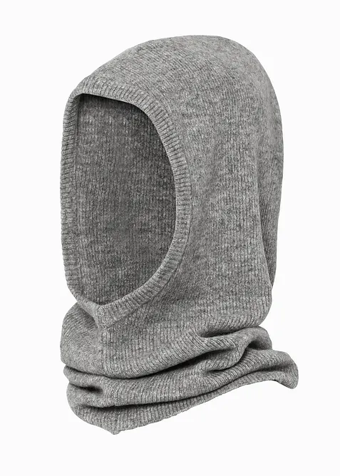 Schalkragen aus Rippstrick in grau von vorne - bonprix
