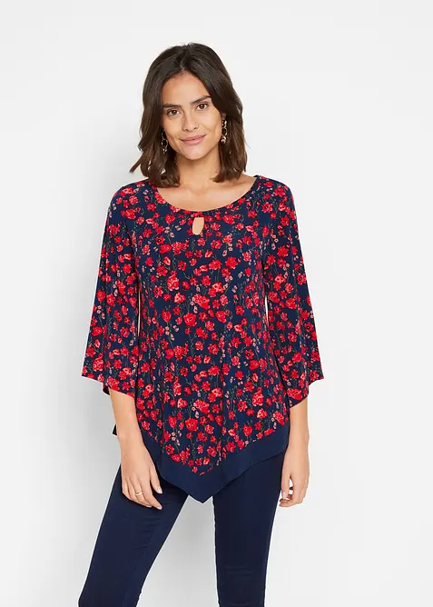 Shirt-Tunika in blau von vorne (im Anschnitt) - bonprix