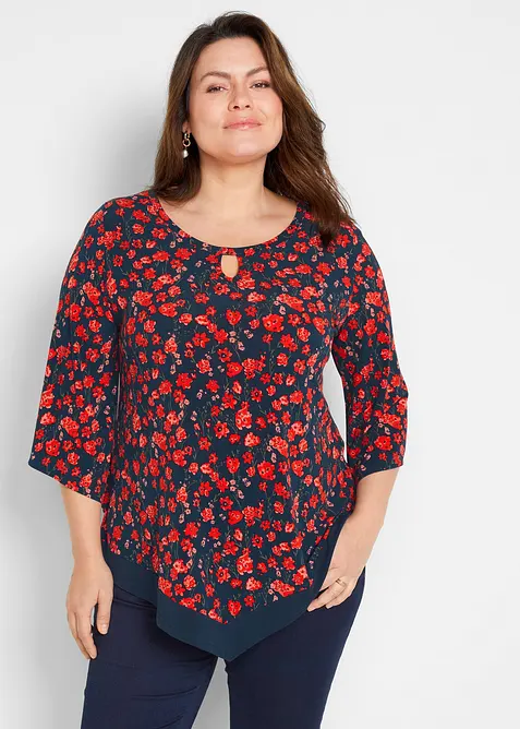 Shirt-Tunika in blau von vorne (im Anschnitt) - bonprix