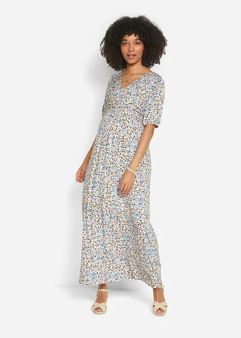 Maxi-Umstands- und Stillkleid aus Jersey in blau von vorne (Totalaufnahme) - bonprix