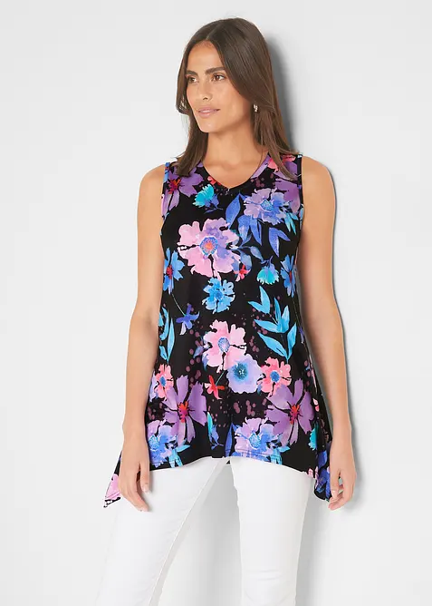 Longtop mit Zipfel in schwarz von vorne (im Anschnitt) - bonprix