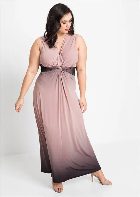Jerseykleid mit Drapierung in rosa von vorne (Totalaufnahme) - bonprix