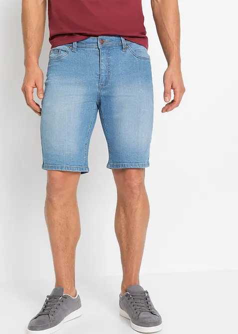 Stretch-Jeans-Bermuda in Regular-Fit (2er Pack) in blau von vorne - bonprix
