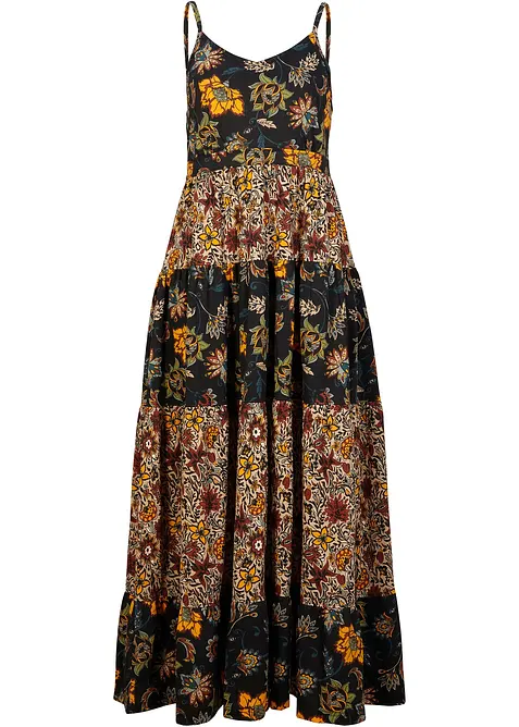 Maxikleid aus reiner Bio-Baumwolle in schwarz von vorne - bonprix
