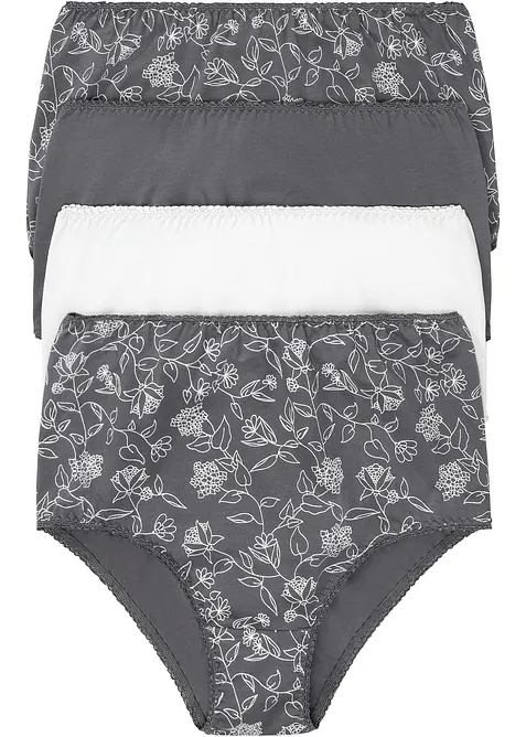 Highwaist Slip mit komfortabler Baumwolle (4er Pack) in grau von vorne - bonprix