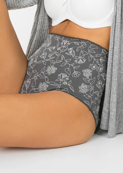 Highwaist Slip mit komfortabler Baumwolle (4er Pack) in grau (Detailaufnahme) - bonprix