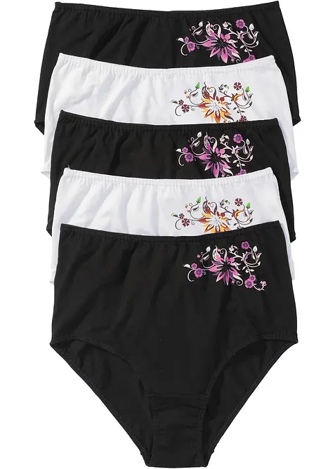 Highwaist Slip mit weicher Baumwolle (5er Pack) in schwarz von vorne - bonprix