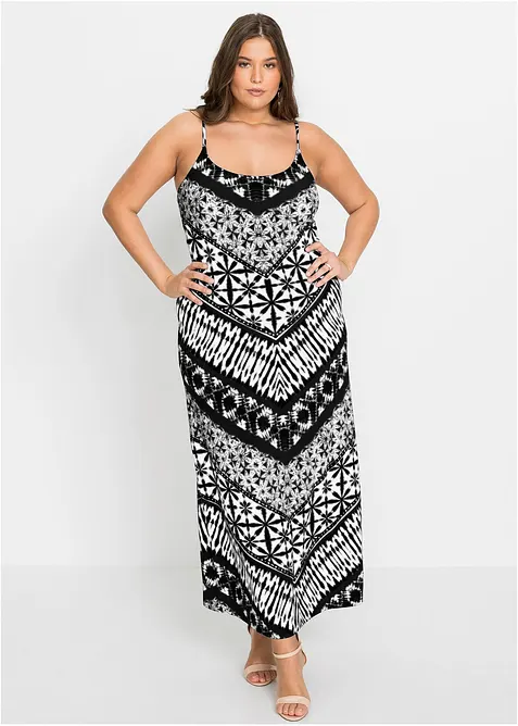 Maxikleid mit Trägern in schwarz von vorne (Totalaufnahme) - bonprix