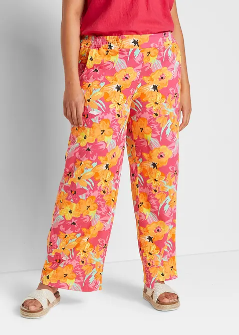 Jersey-Palazzohose aus softem Viskose-Mix in pink von vorne - bonprix