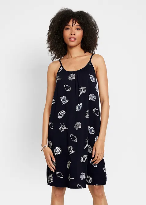Hänger-Jerseykleid aus Bio-Baumwolle in blau von vorne (Totalaufnahme) - bonprix