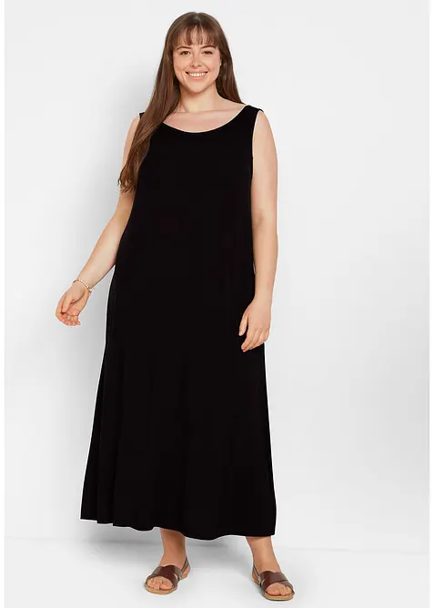 Jerseykleid mit softer Viskose in schwarz von vorne (Totalaufnahme) - bonprix