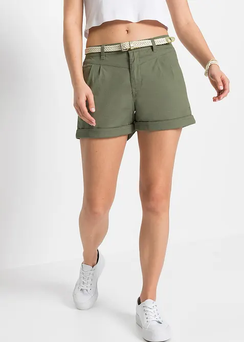 Shorts aus Baumwolle in grün von vorne - bonprix