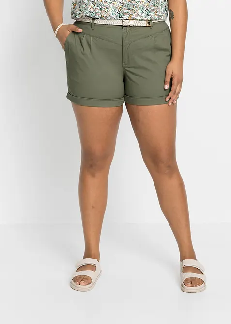 Shorts aus Baumwolle in grün von vorne - bonprix