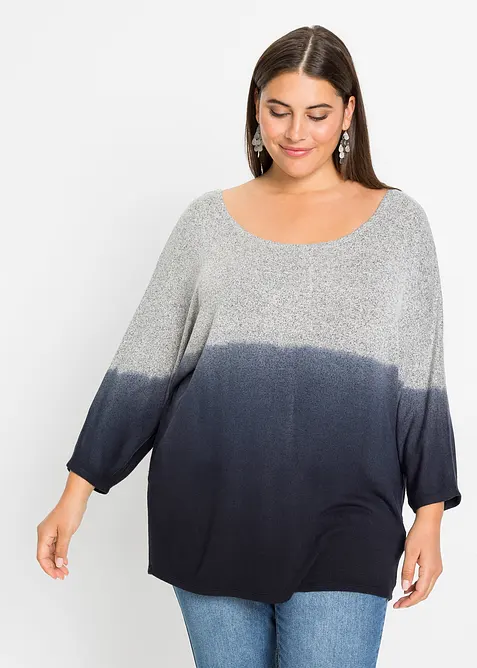 Oversize-Shirt mit Farbverlauf in grau von vorne (im Anschnitt) - bonprix