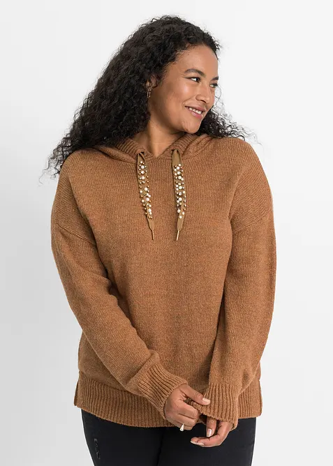 Oversize-Pullover in braun von vorne (im Anschnitt) - bonprix