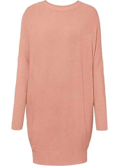 Long-Pullover aus Viskose-Mix in rosa von vorne - bonprix