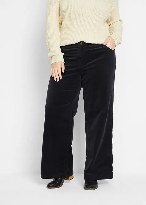 Marlene-Cordhose aus Baumwoll-Mix in schwarz von vorne - bonprix