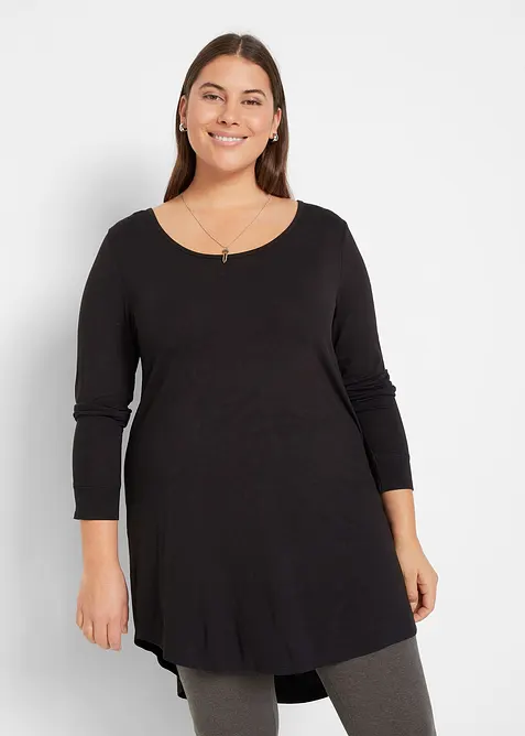 Viskose Longshirt, Langarm in schwarz von vorne (im Anschnitt) - bonprix
