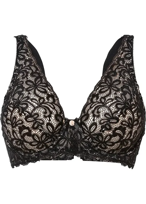 Bügel-BH mit zarter Spitze in schwarz von vorne - bonprix