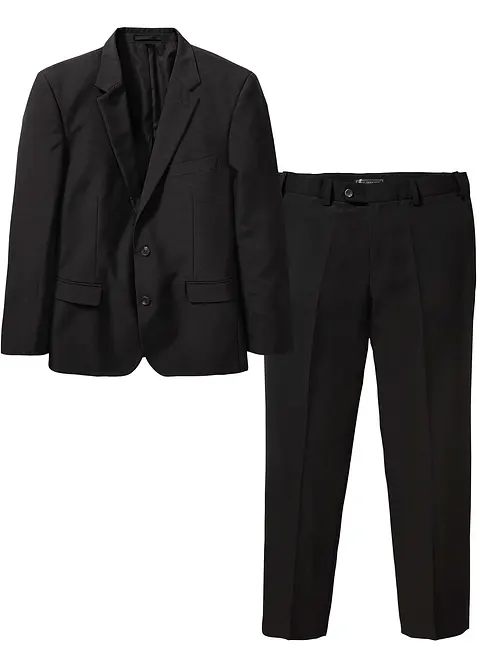 Anzug (2-tlg. Set) in Slim Fit in schwarz von vorne - bonprix
