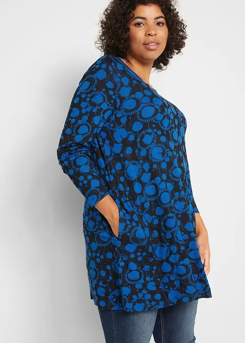 Longshirt aus Viskose-Mix in blau von vorne (im Anschnitt) - bonprix