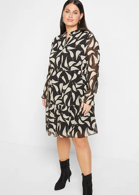 Chiffon Kleid in schwarz von vorne (Totalaufnahme) - bonprix