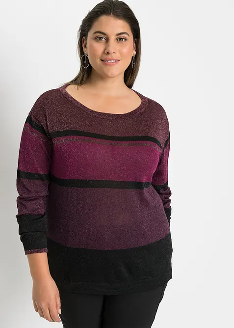 Feinstrickpullover aus Viskose-Mix in lila von vorne (im Anschnitt) - bonprix
