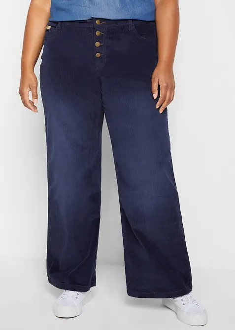 Cordhose aus elastischem Baumwoll-Mix in blau von vorne - bonprix