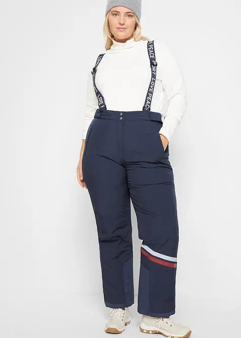 Ski Funktions-Thermohose mit abnehmbaren Trägern, wasserdicht in blau von vorne - bonprix