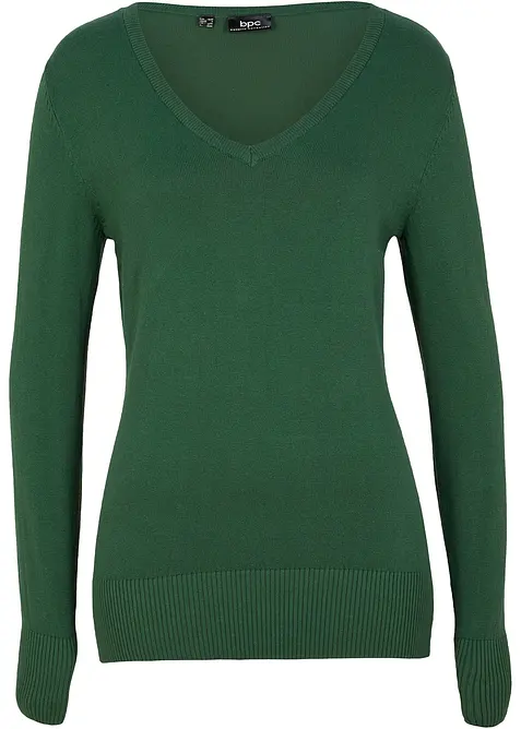 Feinstrickpullover in grün von vorne - bonprix