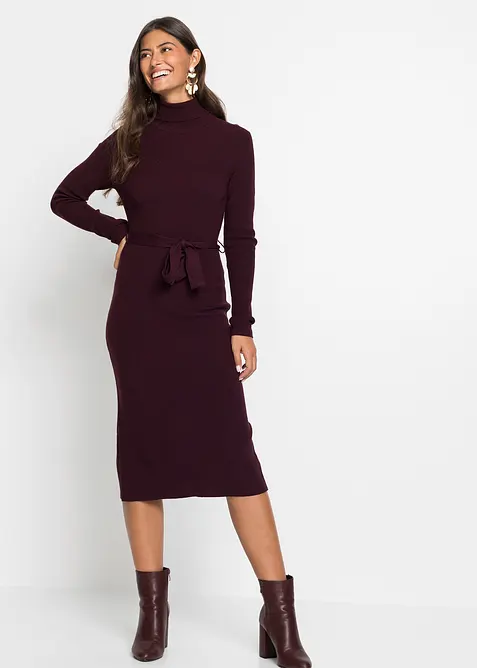 Strickkleid aus fließender Viskose in rot im Look von vorne (Totalaufnahme) - bonprix