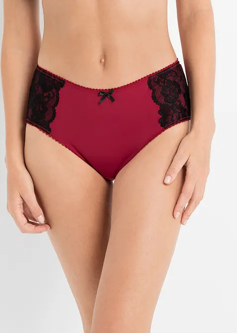 Maxislip aus Microfaser und mit Spitze (3er Pack) in schwarz von vorne - bonprix