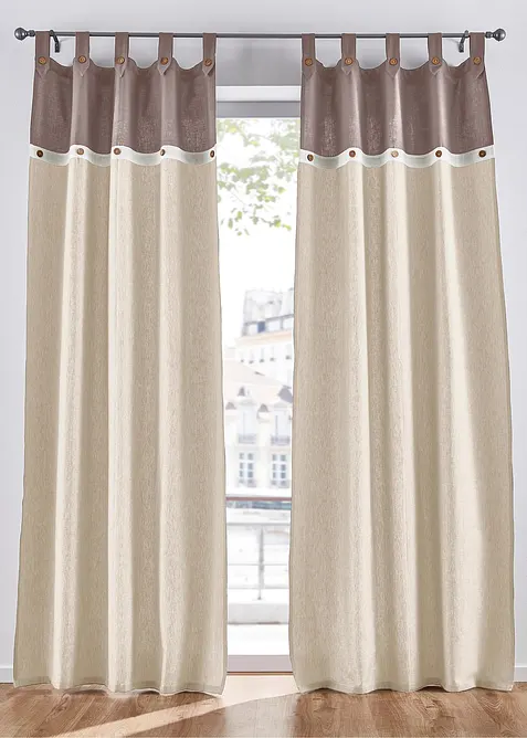 Blickdichter Vorhang aus Bio-Baumwolle (1er Pack) in beige - bonprix