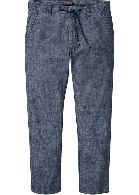 Regular Fit Chambray-Chinohose, Straight in blau von vorne - bonprix