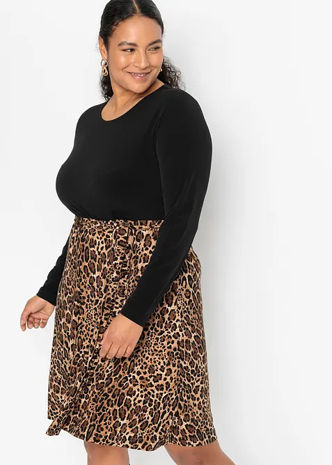 Minikleid mit Print in schwarz von vorne (Totalaufnahme) - bonprix