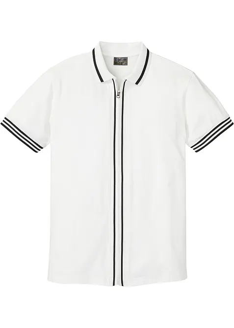 Poloshirt aus robustem Piqué in weiß von vorne - bonprix