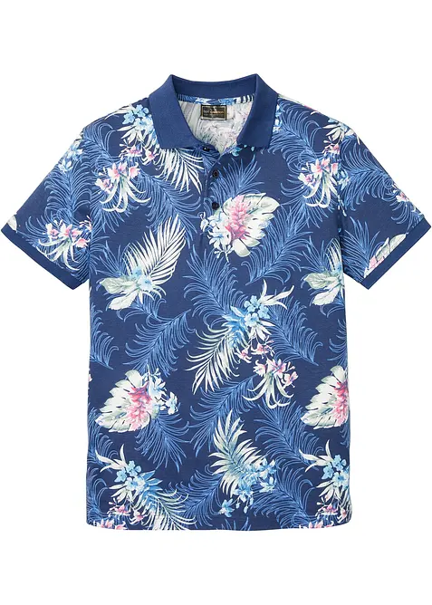 Poloshirt aus reiner Bio-Baumwolle in blau von vorne - bonprix