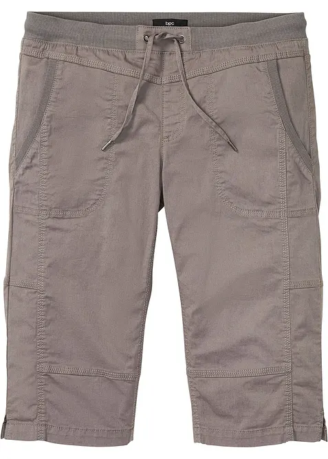 Long-Bermuda mit Dehnbund in Regular Fit in grau von vorne - bonprix
