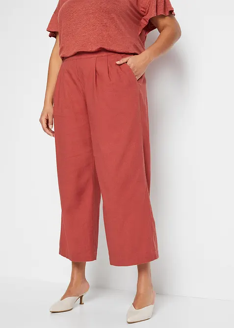 3/4-Hose aus Leinen-Viskose-Mix in rot von vorne - bonprix