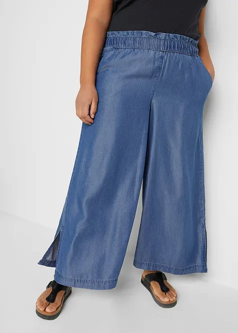 Palazzo-Hose aus weichem Lyocell in blau von vorne - bonprix