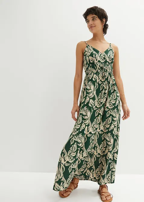 Maxikleid aus fließender Viskose in grün im Look von vorne (Totalaufnahme) - bonprix
